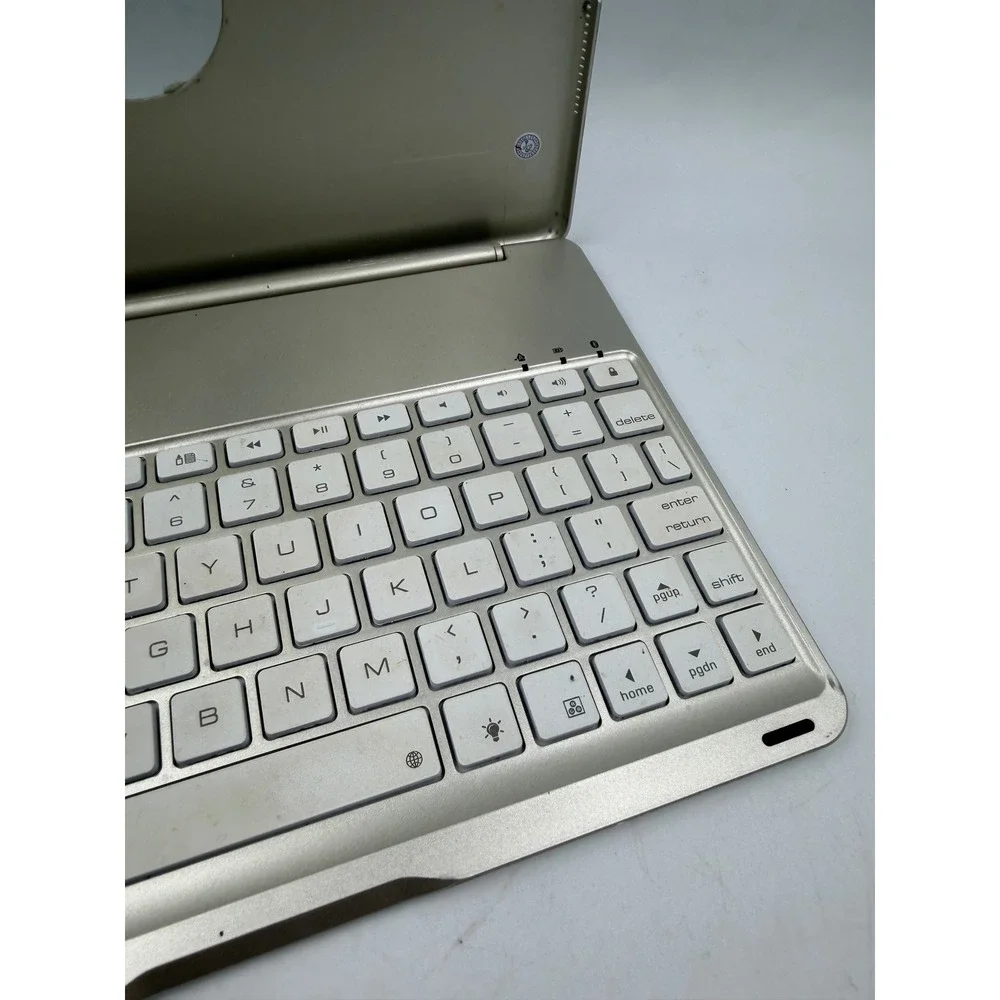 Silver Bluetooth Keyboard Case for iPad Hard Shell Wireless Folio w/ Stickers